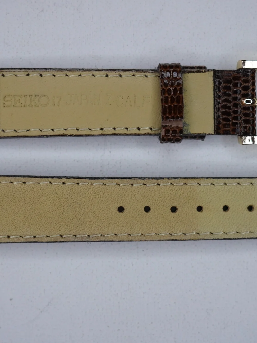 Original Seiko Japan Z CALF 18mm Brown Lizard-Embossed Leather Strap Buckle